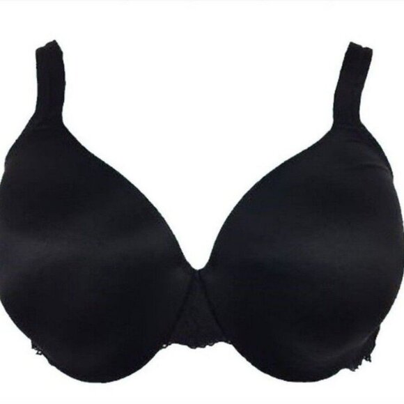 Cacique Lane Bryant Bra Smooth Satin Full Coverage with Lace Size 42C Black - Picture 9 of 9